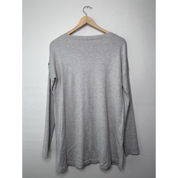 Soft Surroundings Womens Button Round Neck Grey Sweater Size Medium Casual - Picture 3 of 7